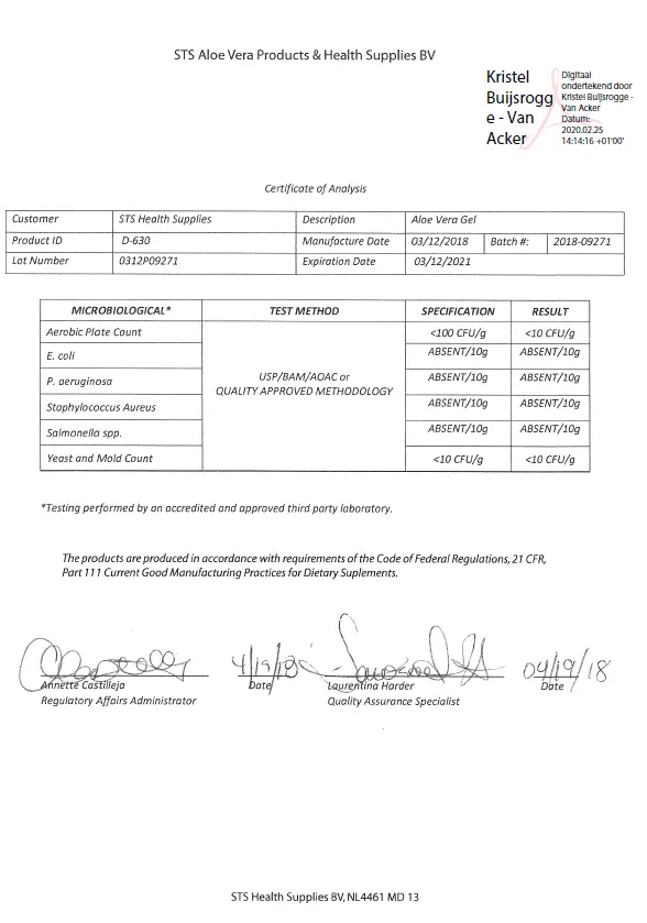 certificaat van analyse aloëpure.webp
